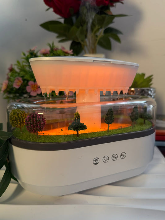 Nawilżacz powietrza z efektem deszczu LED i dźwiękiem - dyfuzor olejków do sypialni