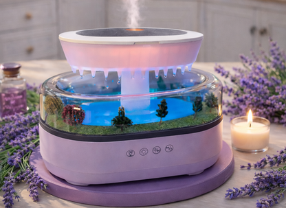 LED Rain Effect Humidifier and Sound - Essential Oil Diffuser for Bedroom